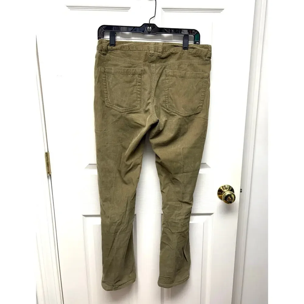 Garnet Hill Pants Olive Brown Corduroys, Tapered Leg, Mid Rise, Size 6